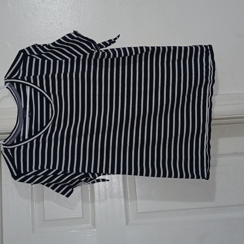 Nautica women shirt striped blue and white size XXL